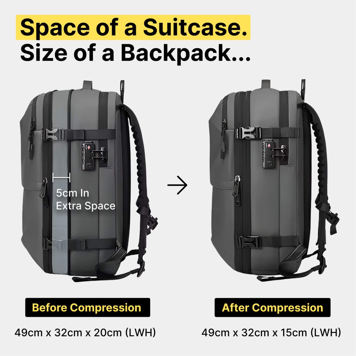 RebelPak Matte Travel Backpack 60L